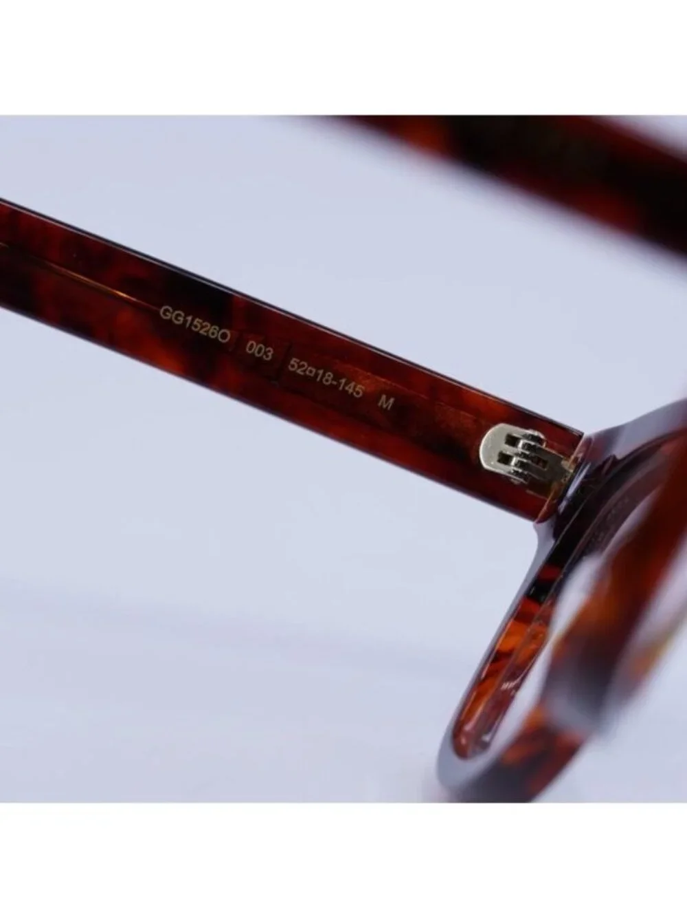 Gucci GG1526O 003 Eyeglasses Shiny Reddish Havana 52mm Square Frame